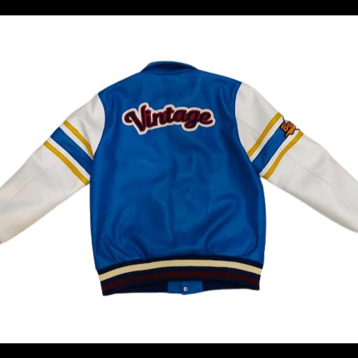 BLUE WHITE LEATHER VARSITY