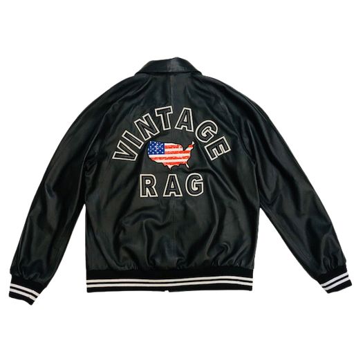 BLACK LEATHER VARSITY