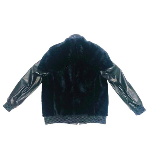 SHEARLING AND LEATHER HOODY