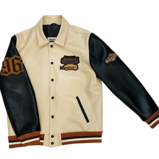 BLACK CREME LEATHER VARSITY