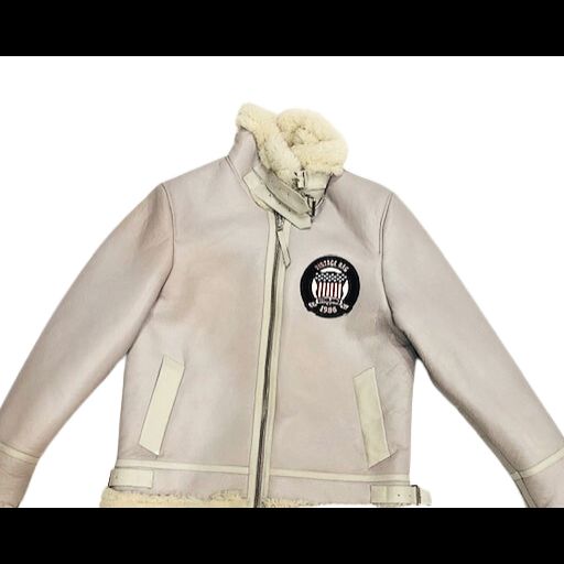 WHITE SHEARLING BOMBER
