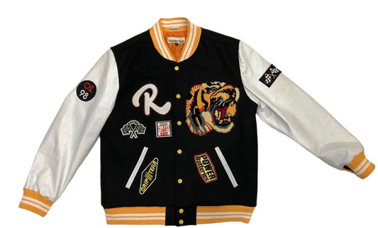 BLACK TIGER VARSITY WITH LEATHER SLEEVES